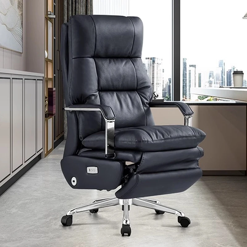 High-end Electric Leather Office Chair with Massage Function Luxury Multifunctional Large Class Computer Chair