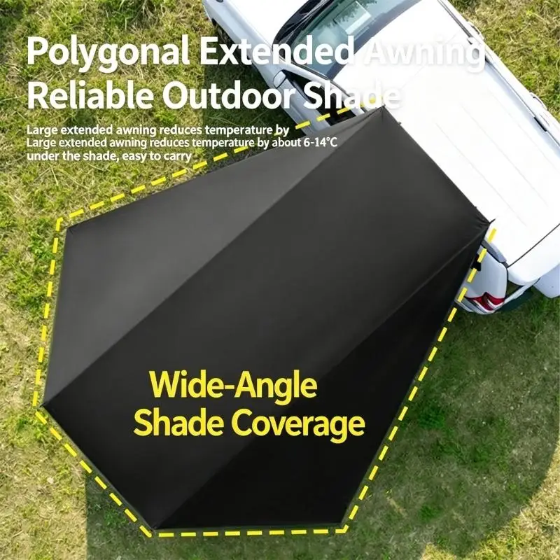 Car Rear Shade Shelter for Camp Use, Suction Cup Mounted Vehicle Cover with Storage-Ready Design for Outdoor Parking Breaks B03E