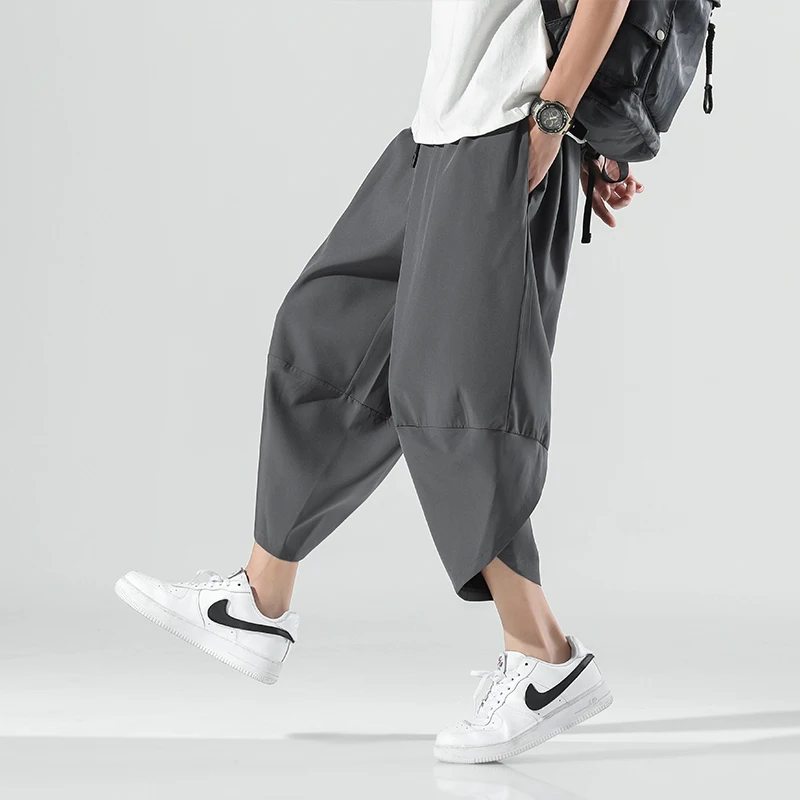 

Men's Summer Loose Cross Pants Casual Men Sweatpants Harajuku Calf-Length Pants Baggy Streetwear Vintage Jogger Harlan Pants