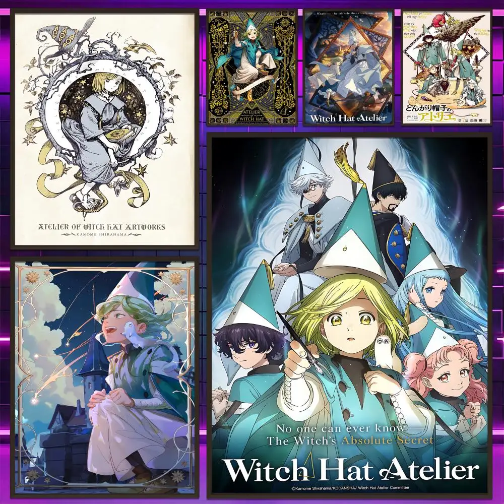 Póster de Manga W-Witch Hat Atelier, arte de pared versátil HD impermeable, decoración autoadhesiva para cualquier espacio, regalo ideal