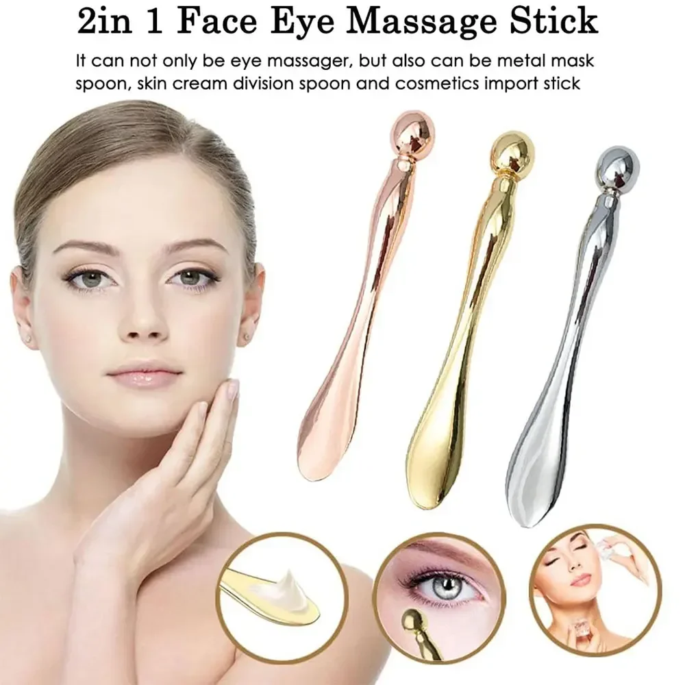 Metal Eye Cream Applicator Face Massager Tool, Eye Massage Wand Stick Girls Women Facial Massager for Reducing Puffiness Wrinkle