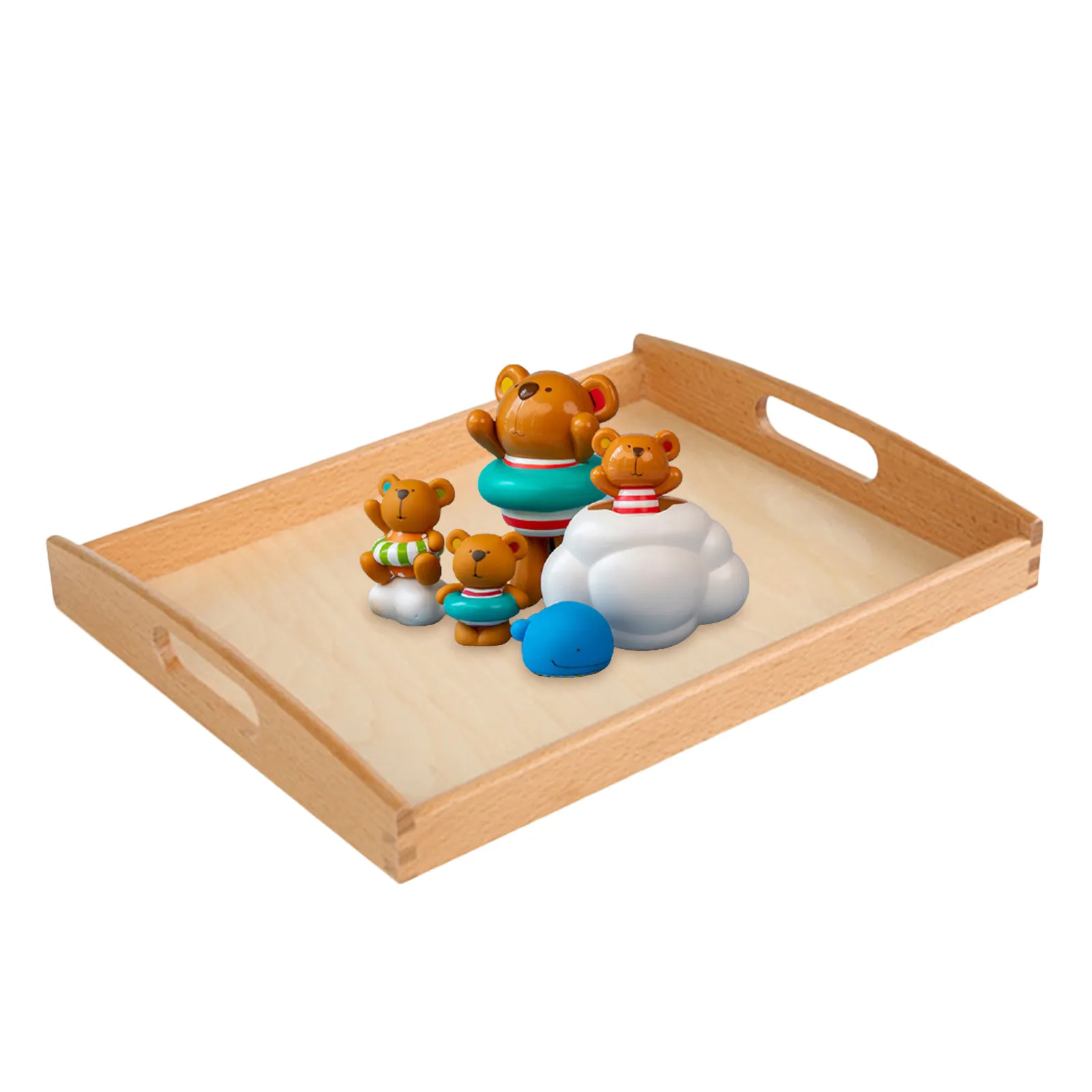 Wooden Tray Kids Activity Craft Organizer Storage Box Serving Tray For Teaching Aids Early Education Center Supply Home Decor