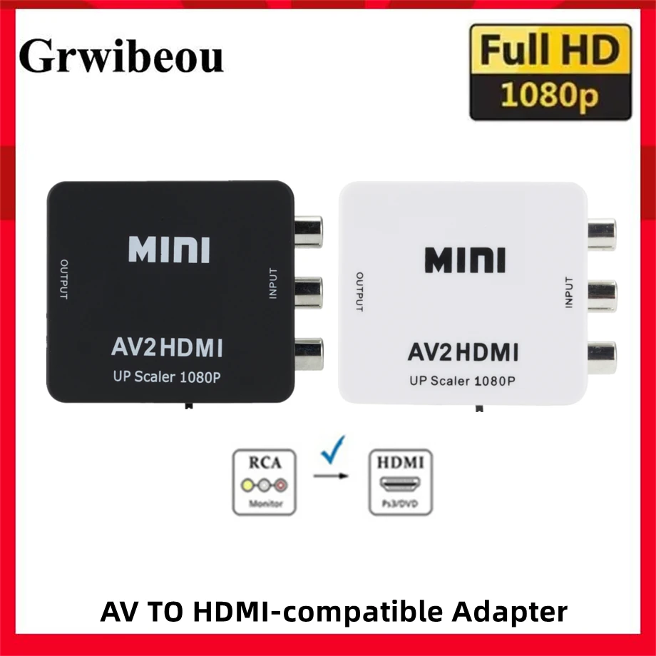 AV TO HDMI-compatible Adapter 1080P Video Composite Converter AV2HDMI-compatible RCA To HDTV CVSB L/R Video Scaler Converter Box