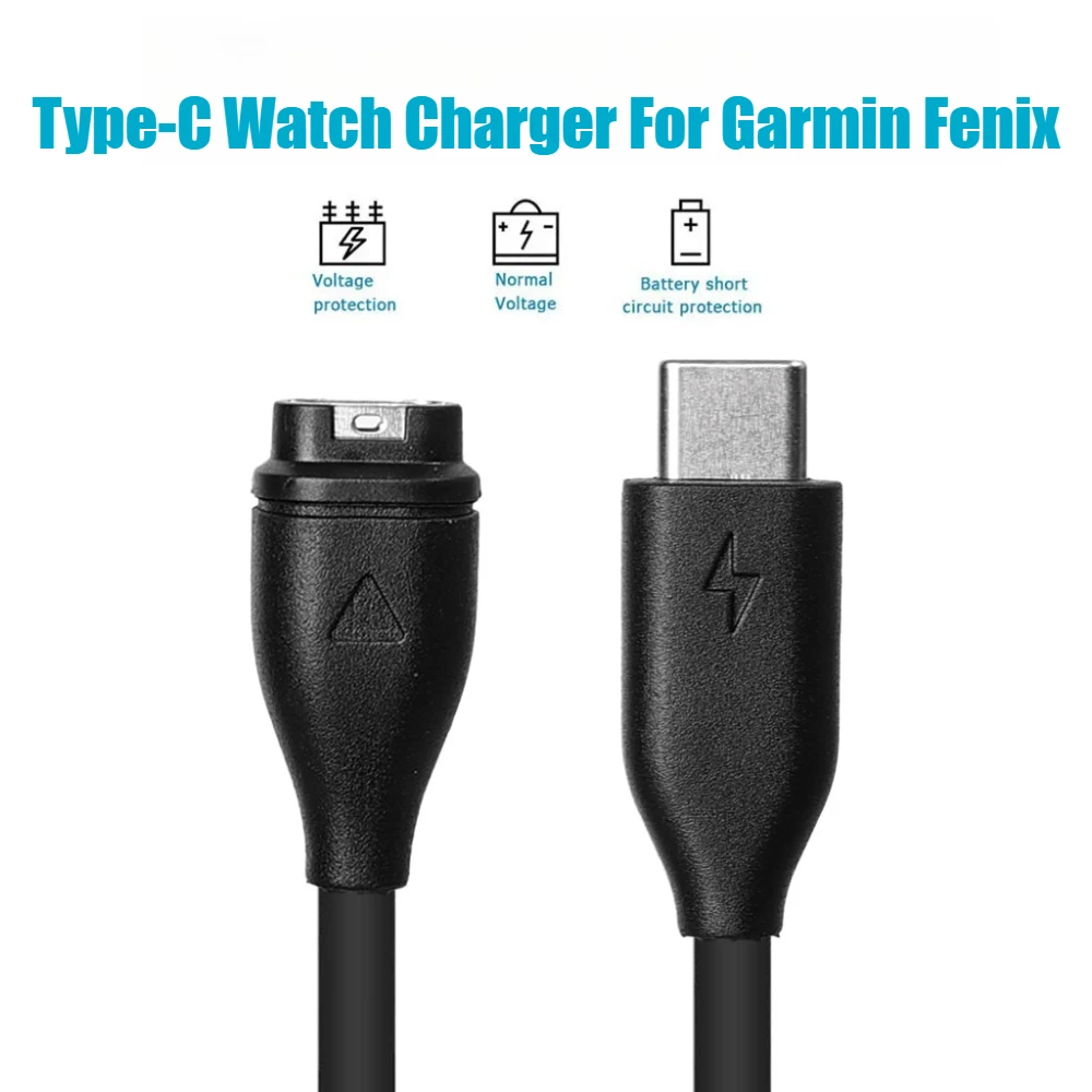 Type-C Watch Charger For Garmin Fenix 8 7 7S 7X Pro 6 6S 6X Pro 5 5S 5X Plus USB-C Smartwatch Charger Replacement Charger Cable
