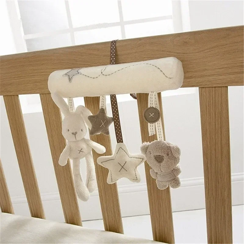 Soft Animal Rabbit Plush Toy Hanging Rattles for Baby Crib Car Safety Seat Travel Stroller Hanging Bell Plush Doll For Newborn