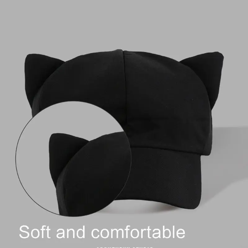 M6CD Sunproof قبعة بيسبول مع القطط الأذن قبعة بواقٍ للشمس للسفر الكبار في الهواء الطلق ضبط حجم الدراجات التنزه عطلة قبعة الشمس