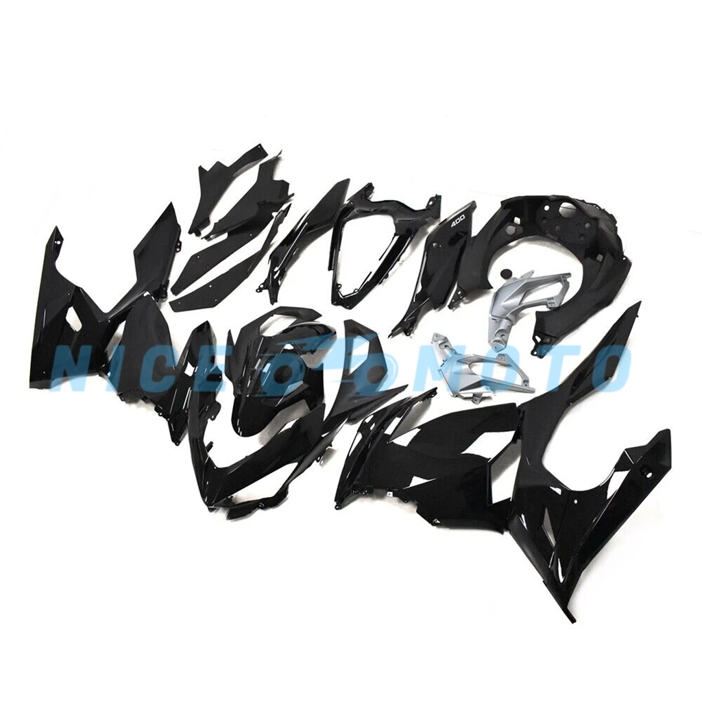 

Комплект глянцевого черного обтекателя для Kawasaki Ninja400 2018-2024 EX400 19, 20, 21, 22, 23, крышка кузова велосипеда, восстановление, замена пластика