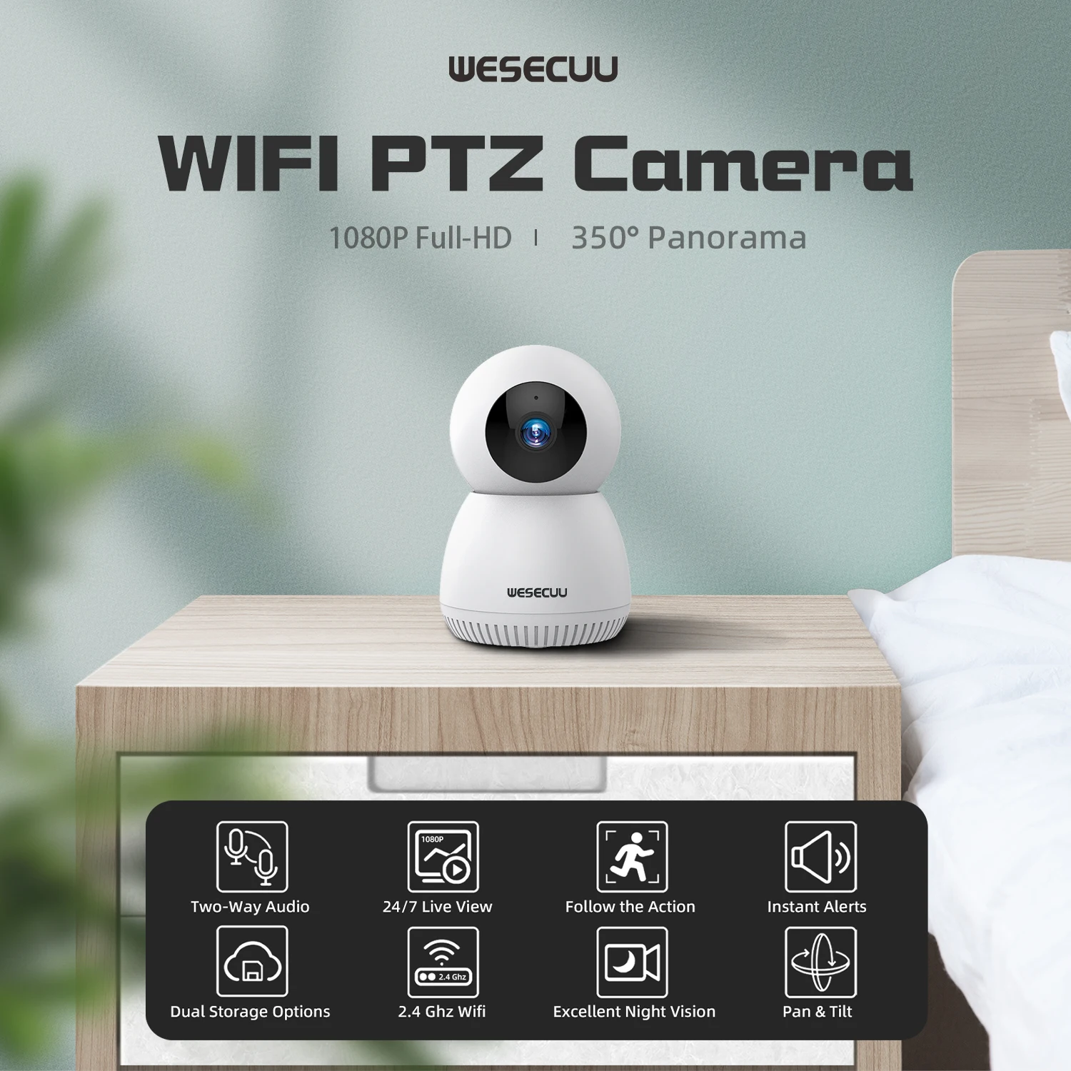 Imagem -02 - Wesecuu 5mp Ptz Câmera ip Wifi sem Fio Smart Home Security Surveillance Câmera Two-way Audio Baby Pet Monitor Video Record