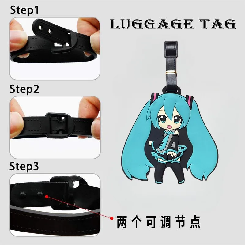 Hatsune Miku Luggage Tags Backpack Decoration Cartoon Portable Label Girl ID Address Holder Anime Baggage Identification Hanging