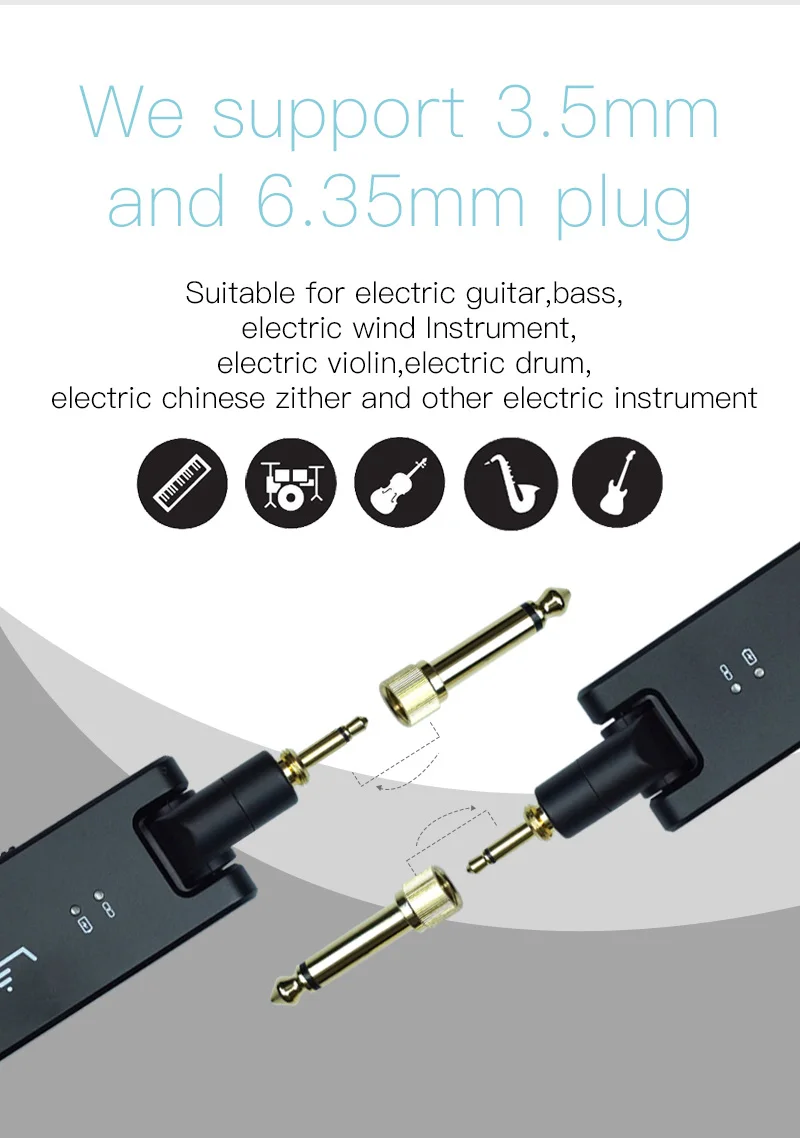 2026 M-VAVE WP-8 2.4G Wireless Guitar Receiver Transmitter System Guitar Transmitter Receiver 4 Channels Guitar Wireless Recharg view 2