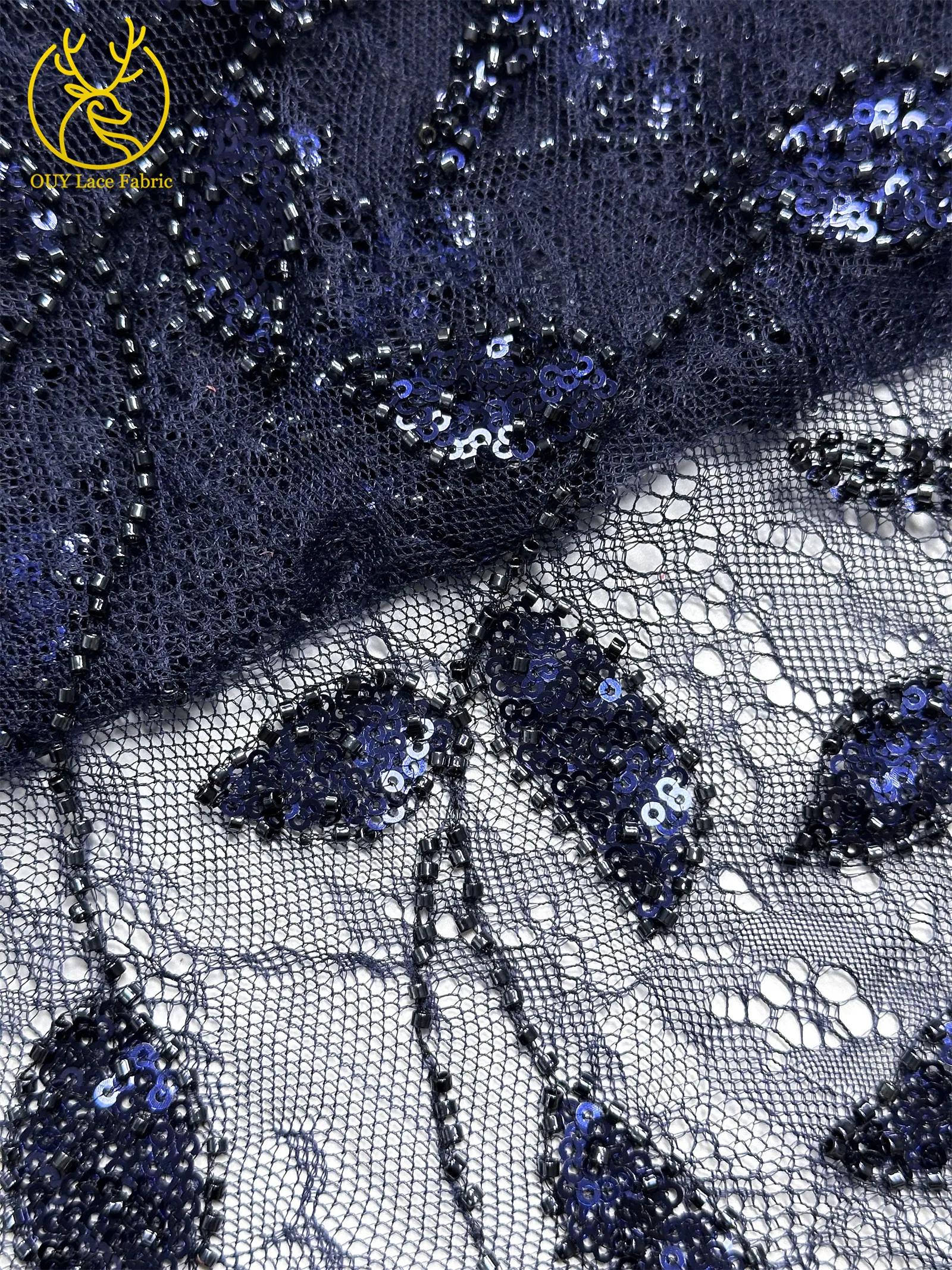 2026 Neuester afrikanischer Pailletten-Spitzenstoff, hochwertiger französischer Mesh-Perlenstickerei-Tüll-Spitzenstoff, ideal zum Nähen von Partykleidern – Detail 26