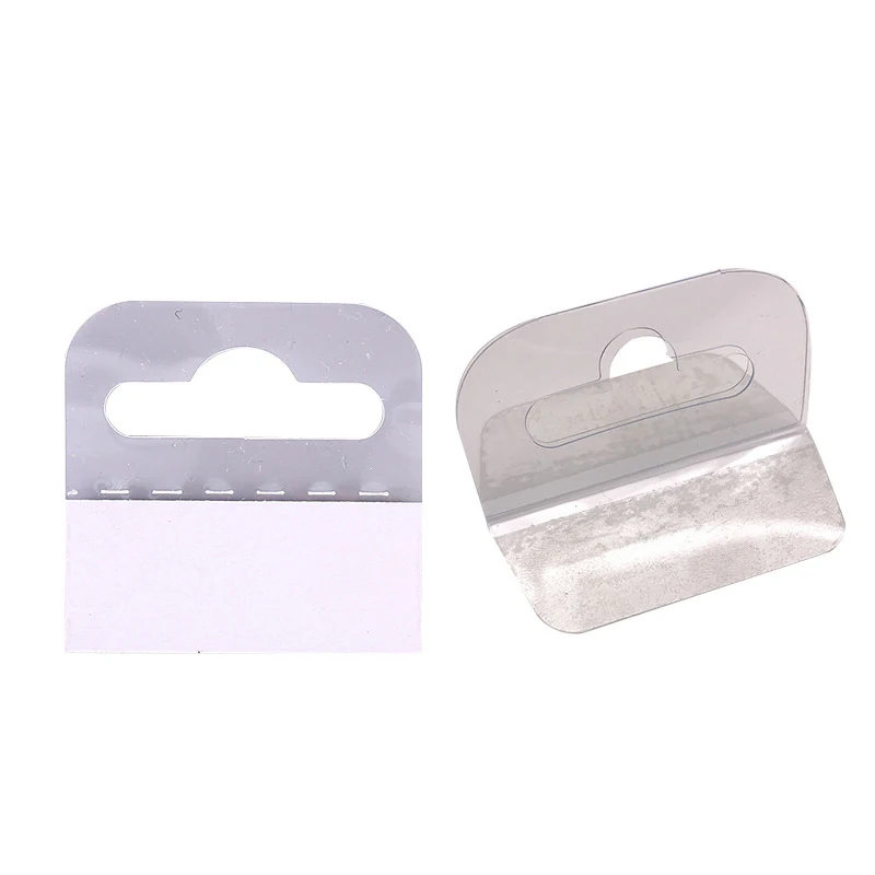 100Pcs PVC Slot Hole Adhesive Hang Tags Hook Merchandise Box Bag Hangers Display.