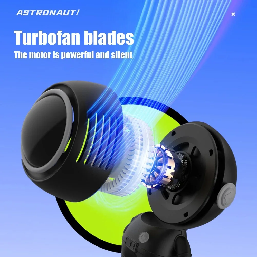 Hanging Neck Leafless Astronaut Small Electric Fan,  Rope Small Fan, Hanging Neck Handheld Small Fan Desktop Fan,  Holiday Gifts