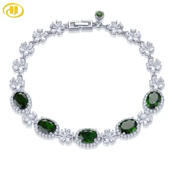 Natural Chrome Diopside Sterling Silver Bracelets 6.8 Carats Genuine Gemstone Classic Romantic Daily Style Women's Fine Jewelrys