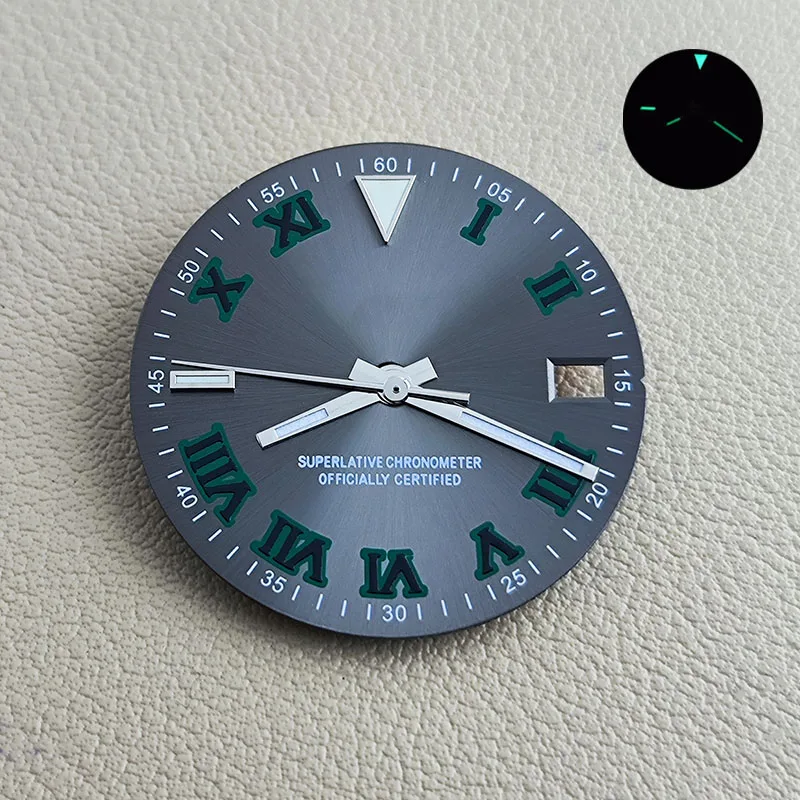 Аксессуары для часов NH, 35 циферблат, циферблат 28,5 мм, зеленый светящийся циферблат для NH, механические аксессуары для часов с механизмом 35/36