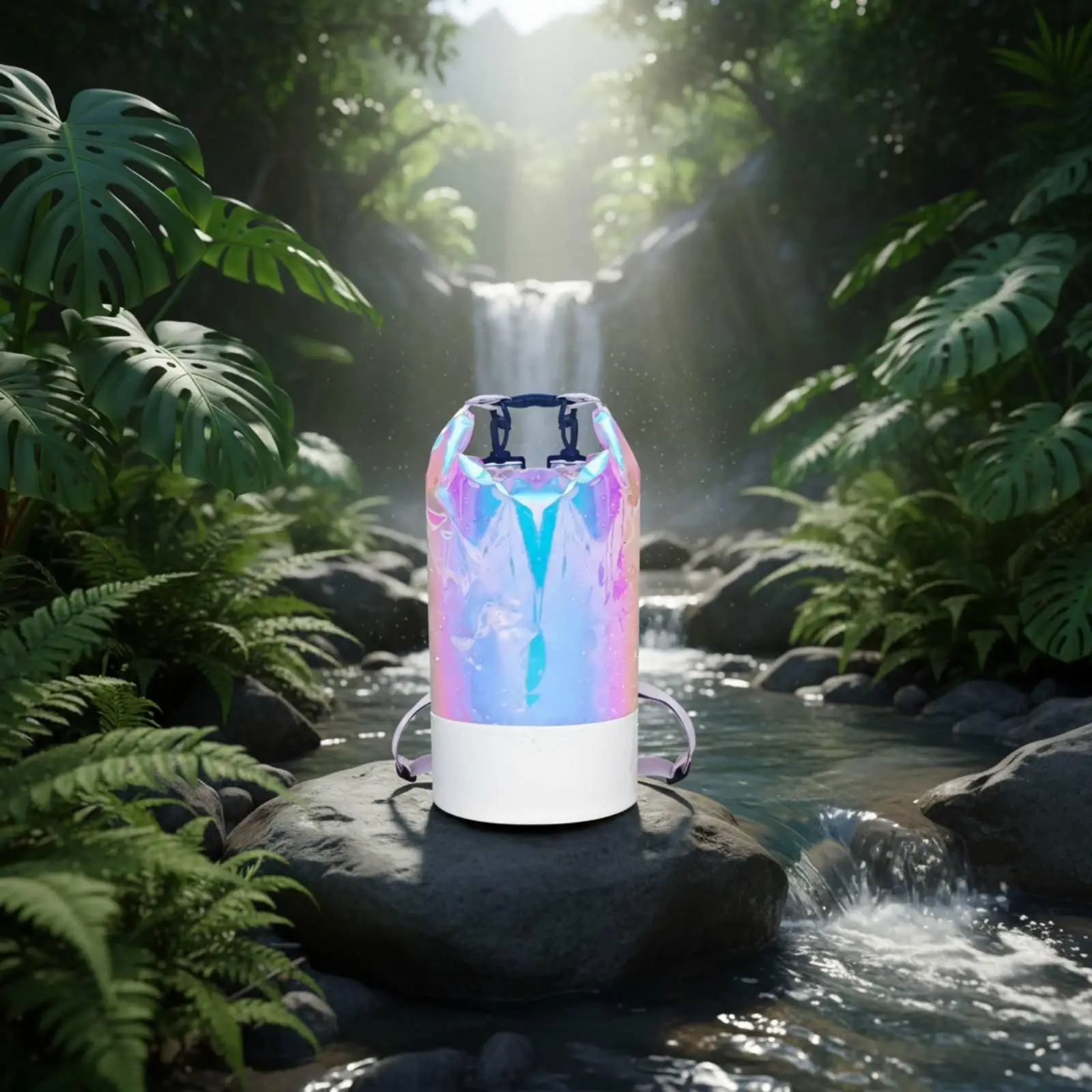 Iridescent Waterproof Bucket Bag PVC Material Holographic Dry Bag