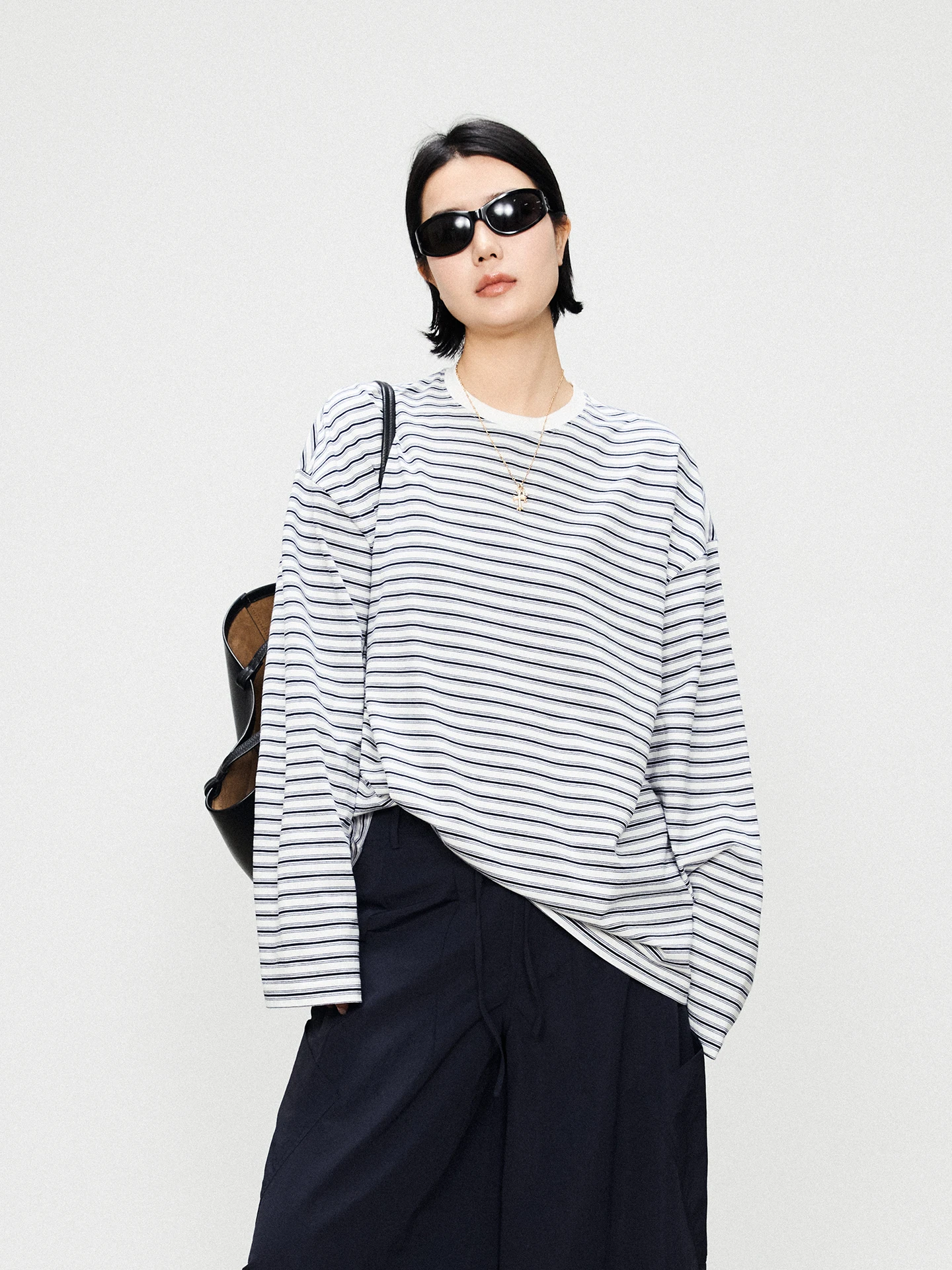 

Женская футболка Marryher из 100% хлопка в полоску с длинным рукавом и круглым вырезом, весенняя, повседневная, свободного кроя, модная, в полоску