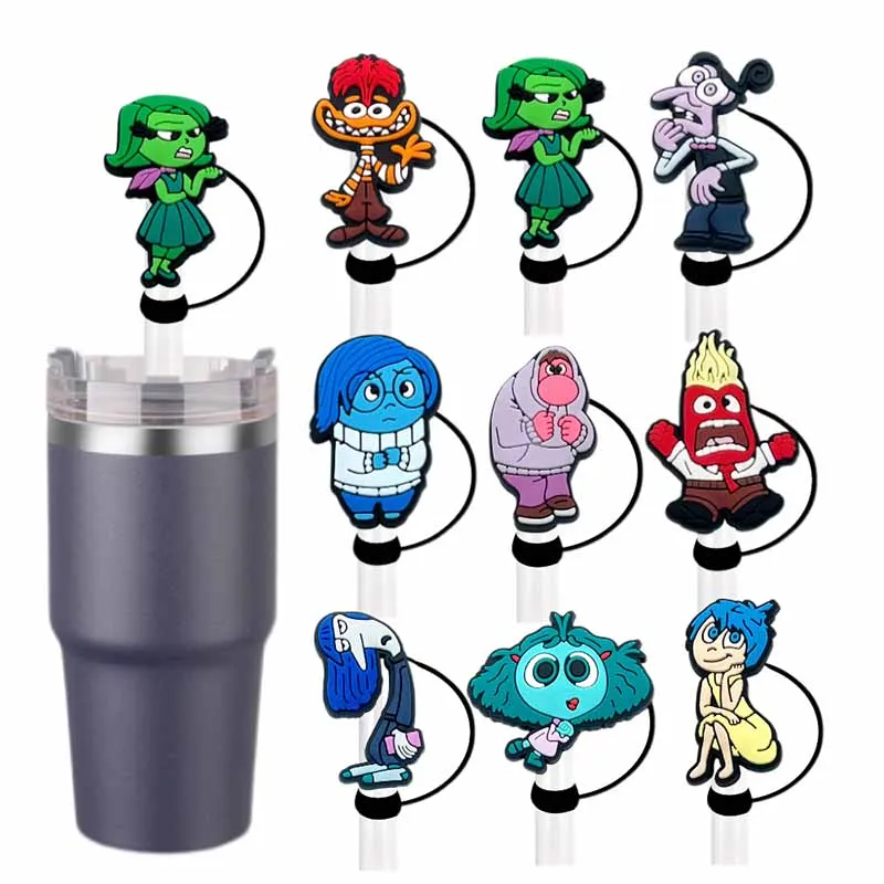 

MINISO Inside Out Joy Anxiety Silicone for 10mm,Straw Caps for Glass Cup,with 30&40Oz Tumbler with Handle Dust-Proof Reusable