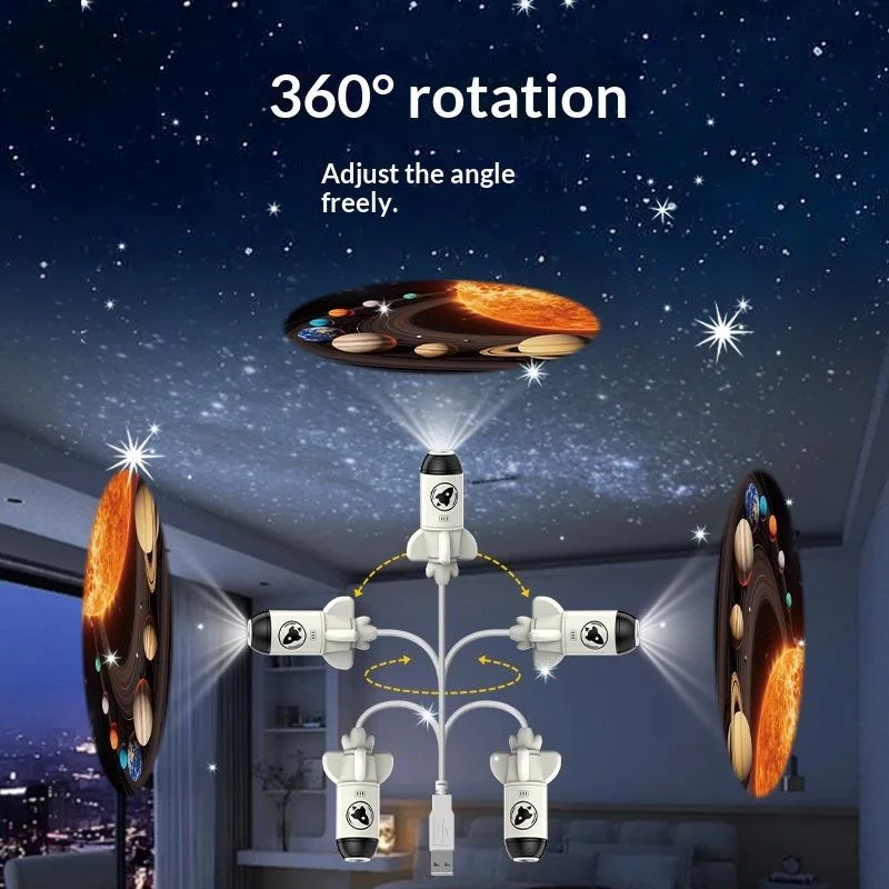 1 Set Adjustable Dinosaur Starry Sky Night Lamp 1/6pcs Projection Patterns LED USB Projector Light Festival Gift