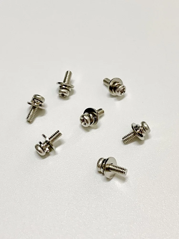 

Round Head Cross Groove Bolt Fasteners Combination Screw M2x6P Iron Plated Nickel Thread M2x0.4P With Flat And Elastic Pads