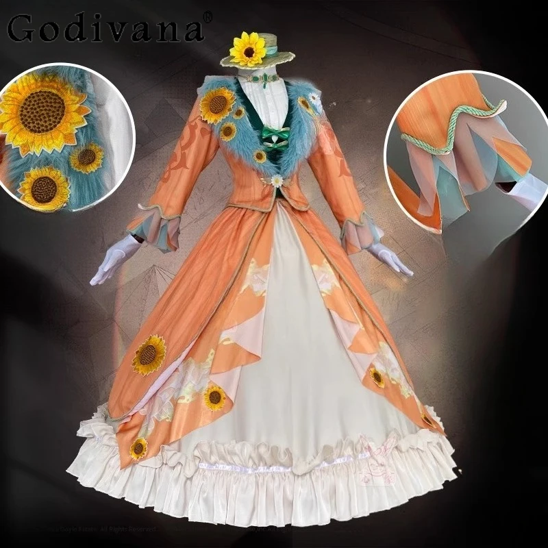 

Halloween Party Outfit for Women Connected Holmess Reporter Cosplay Dress Girls Identity Ⅴ De Ross Miss Long Dress Set