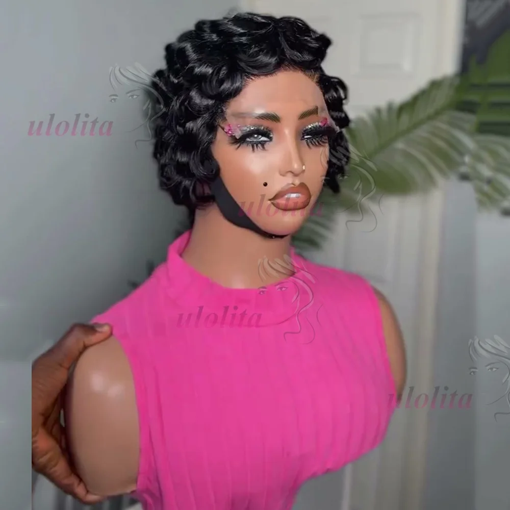 Chioma Lockige Pixie-Cut-Perücke 13X4 HD Full Frontal Perücke Kurzer Bob Echthaarperücken für Frauen Kleberlos Sofort tragbar Kurze Choima Perücke – Detail 6