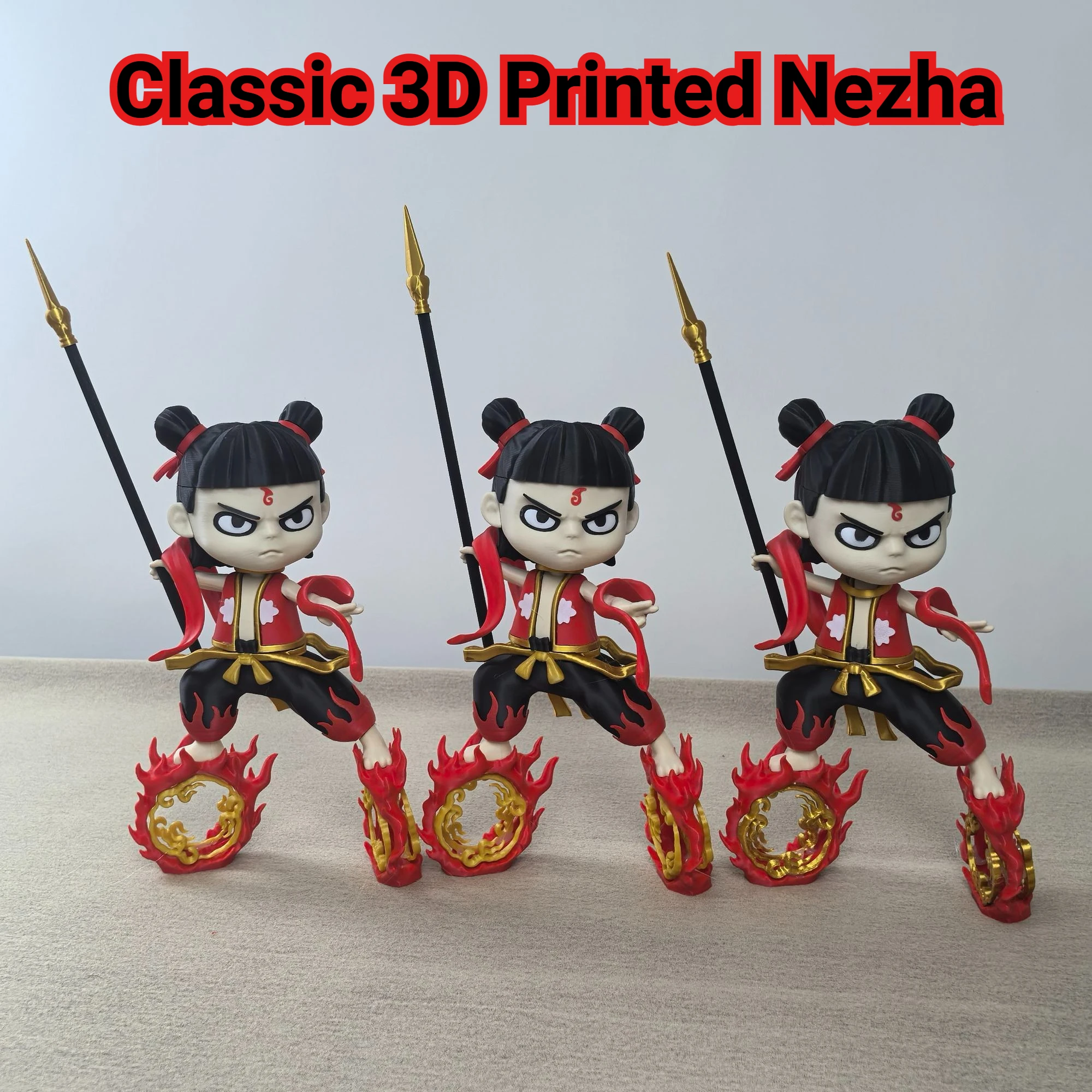 

3D Printed Couple Nezha Figure, 25cm Classic DIY Ornament, Birthday Housewarming Gift