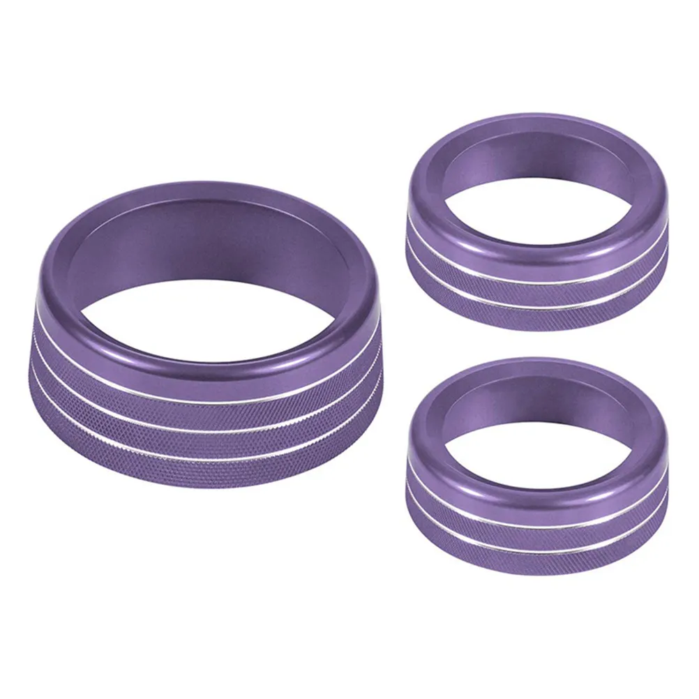 3Pcs Aluminum Alloy Air Conditioning Knob Ring Set for Car Interior Climate Control Trim Decorative Protection Cover with Smooth