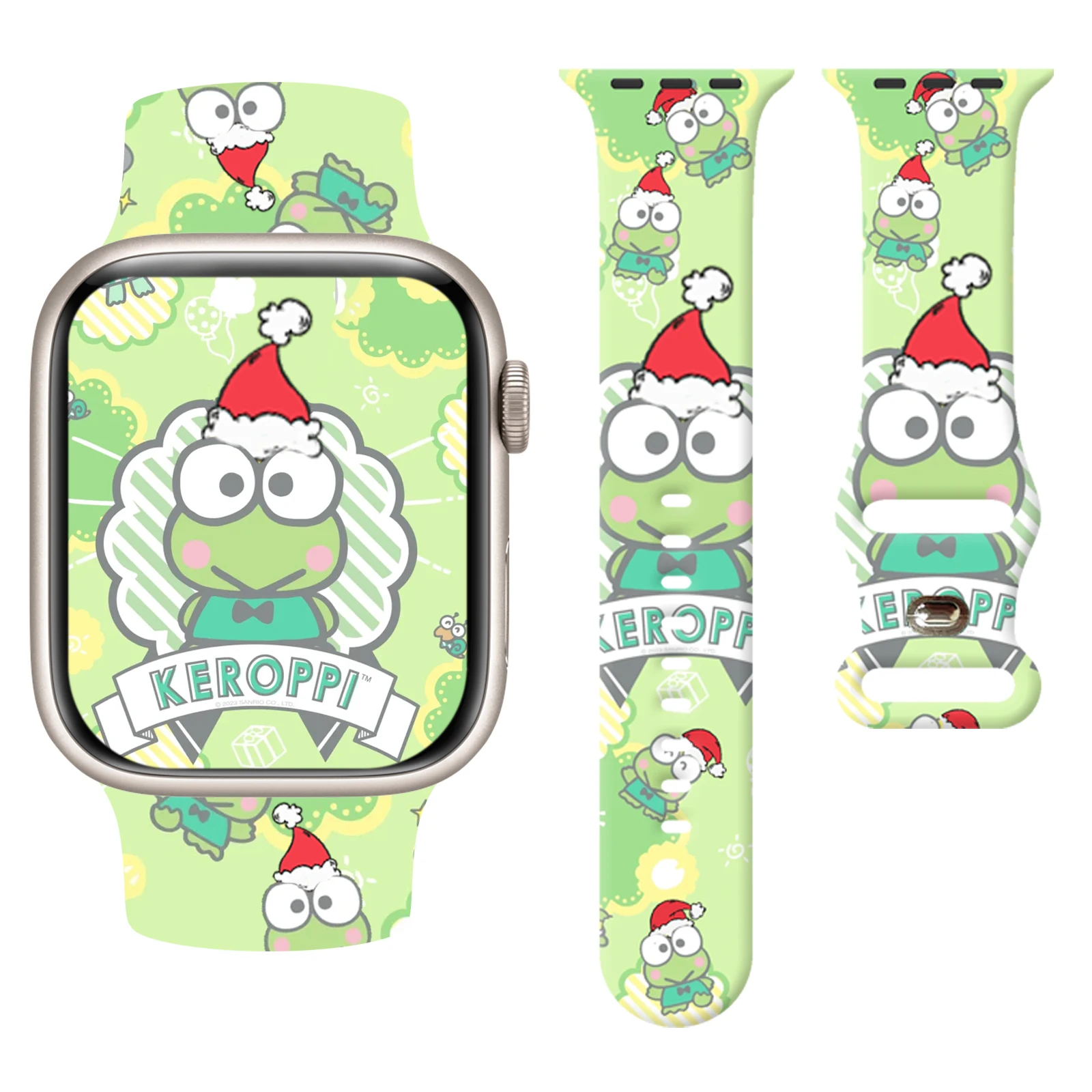 

Cute Sanrio Christmas Band for Apple Watch Series 11/10/9/8/SE, Big-Eyed Frog Silicone Strap for iWatch 46mm 44mm 42mm 41mm