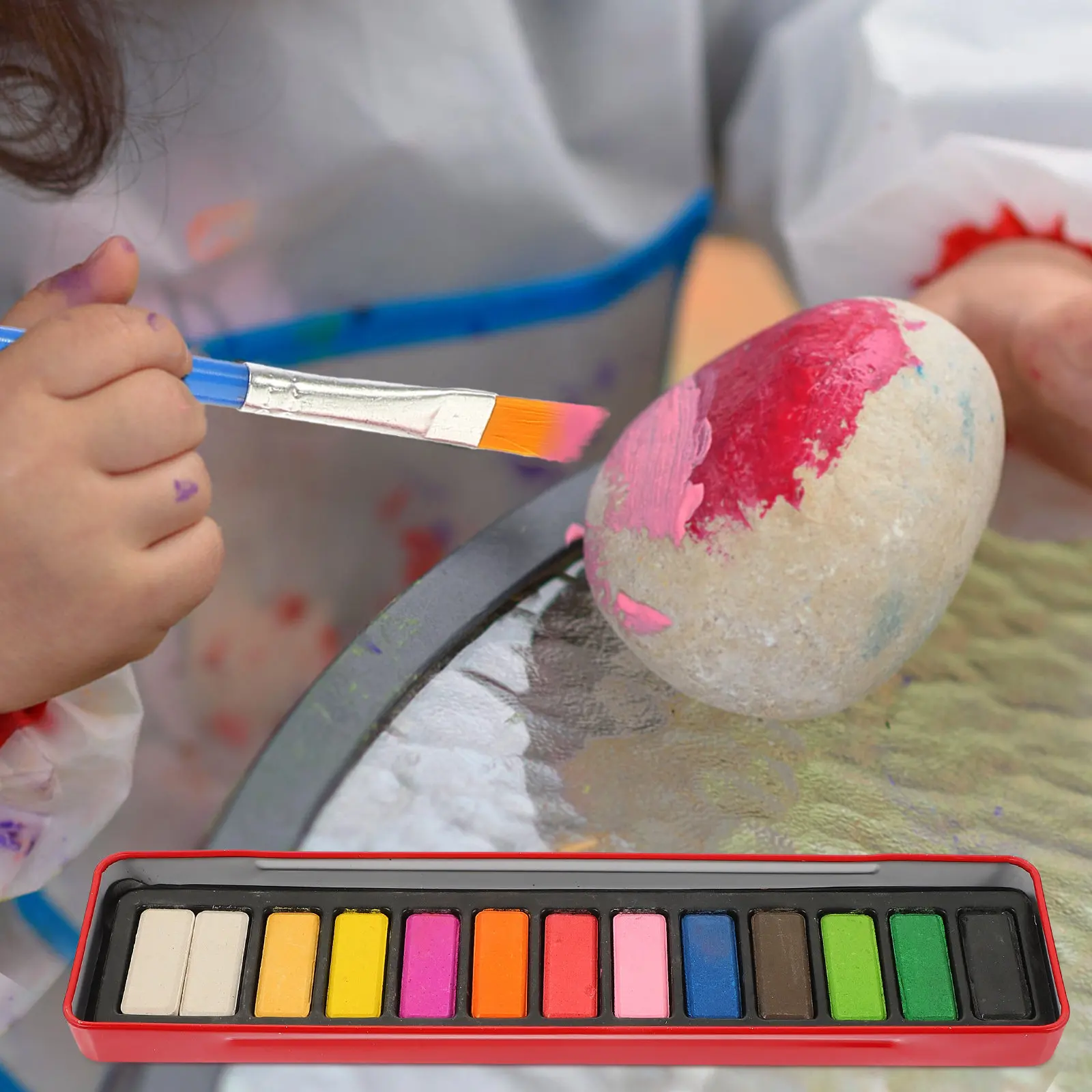 12 Unique Eye-Catching Watercolor Paints in Compact Metal Box Featuring Semi-Moist Formula Blends Easily Portable Outdoor