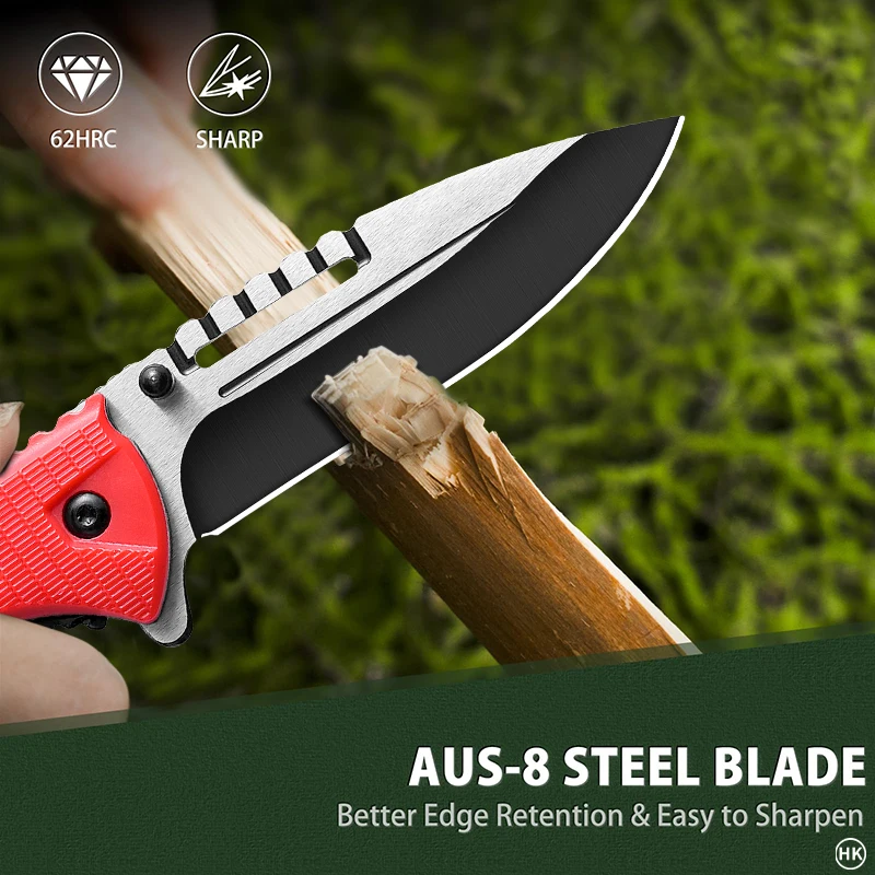 

Stainless steel folding knife, suitable for camping activities, PC anti slip handle folding knife, EDC small knife U9195