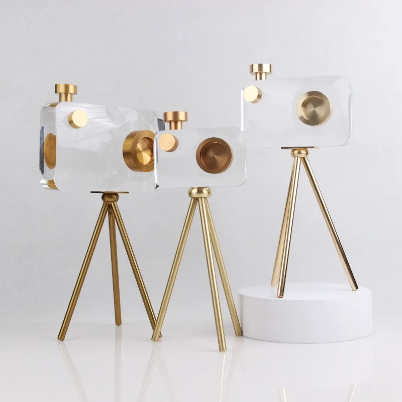 1Pcs Vintage Crystal Camera Ornament, Glass Binoculars Model