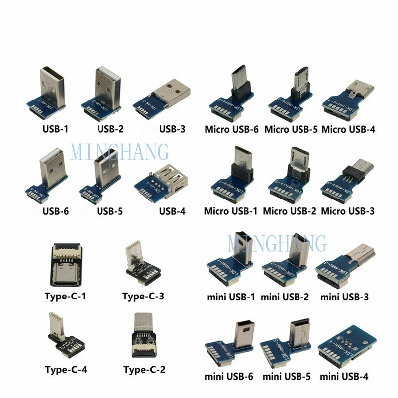M  Type-C Micro Mini Flat Slim Standard USB With Board Connector Head USB Adapter