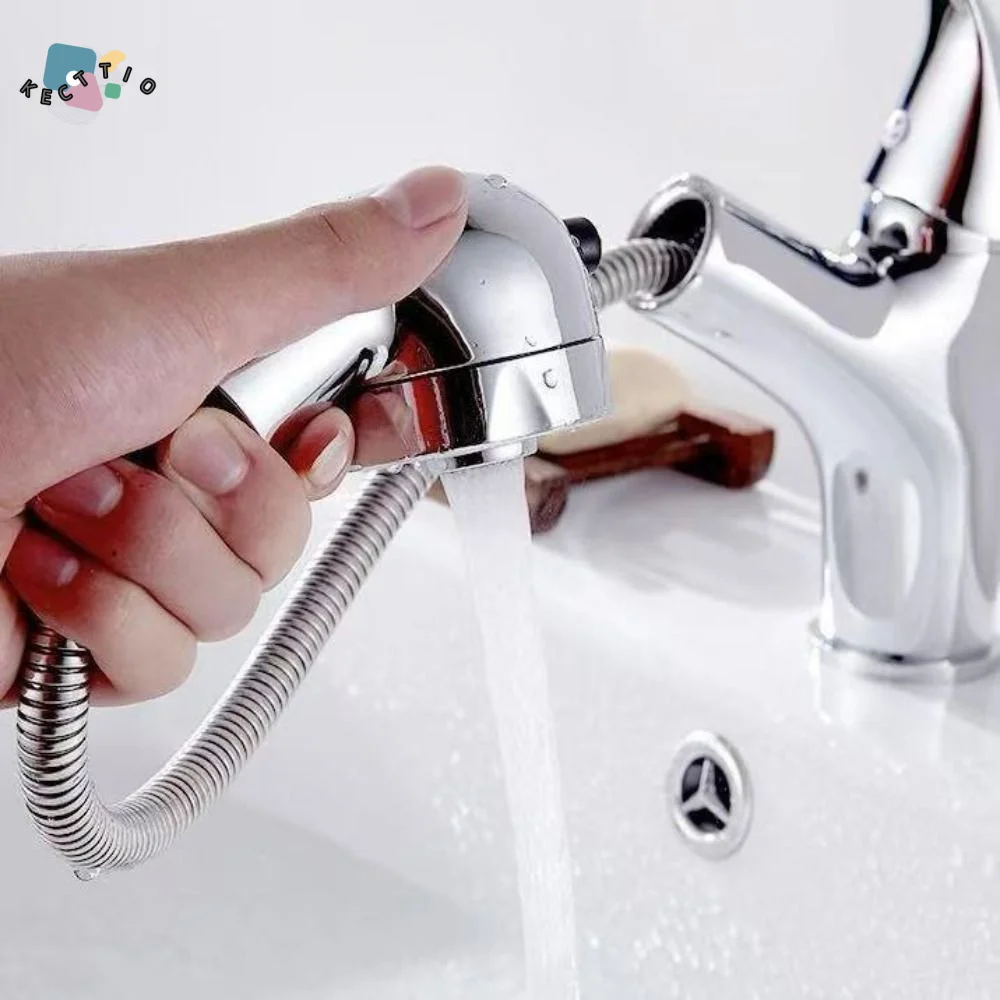 

Large Head Design Pull Out Faucet Hot Cold Water Mixing Premium Sturdy Material Bathroom Sink Faucet Stable Water Supply