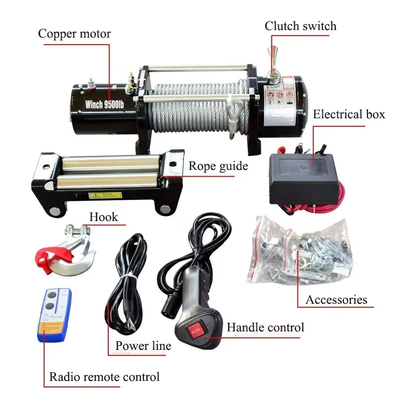 ونش كهربائي 12 فولت 13500 رطل مع جهاز تحكم عن بعد لاسلكي لشاحنة ATV SUV مقطورة على الطرق الوعرة مركبة الإنقاذ الذاتي كابل 26 متر