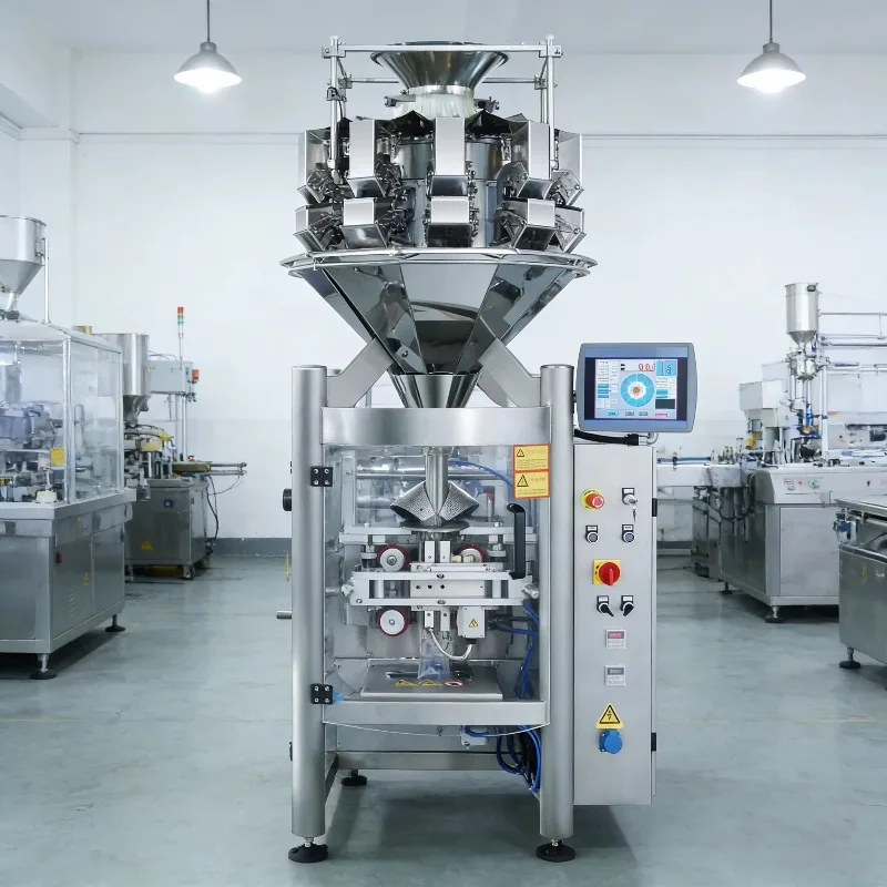 Vertical Multi-Head PLC-Controlled Combined Weighing Packaging Machine for Food Granular Wrapping Filling Labeling High Accuracy