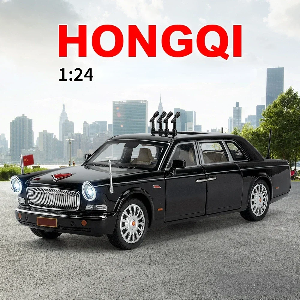 1:24 HONGQI L5 70th Anniversary Military Parade Car Alloy Limousine Luxy Car Diecast Model Decorative Trendy Ornaments Gift C384