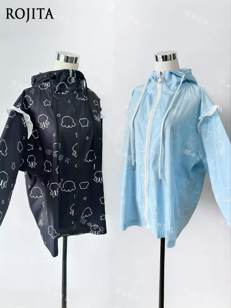 Cartoon Print Loose Mid-Length Sun Protection Clothing Watercolor Medical Style Subculture Cute Summer Air Conditioning Clothing