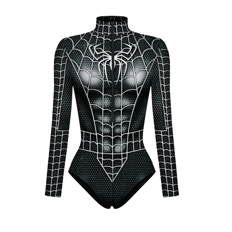 Body de superhéroe para hombre y mujer, traje de baño de manga larga con estampado 3D de Spiderman y Iron Man, novedad de 2024