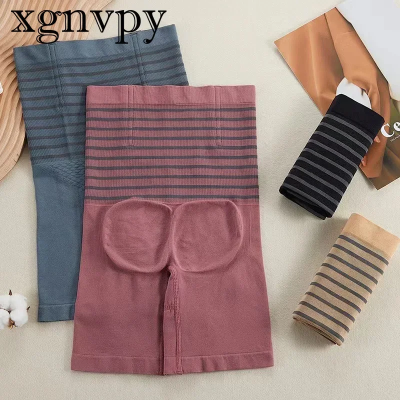 

xgnvpy Striped High-waist Belly Lift Pants Leg Lift Postpartum Stomach Girdle Waistband Shapewear Pants Booty Leggings Woman