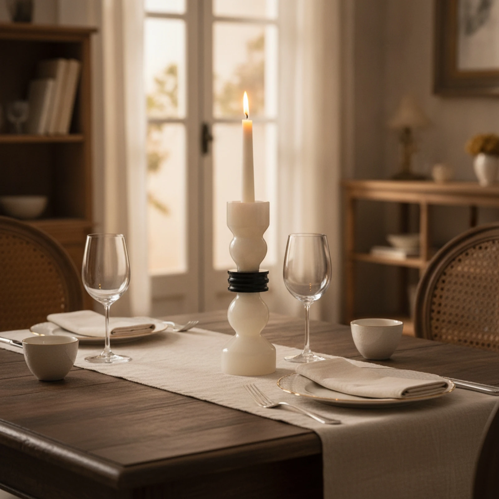Sculptural Candlestick Modern Resin Candlestick Decorative Candle Holder Elegant Ornament Stable for Minimalists, Dining Table