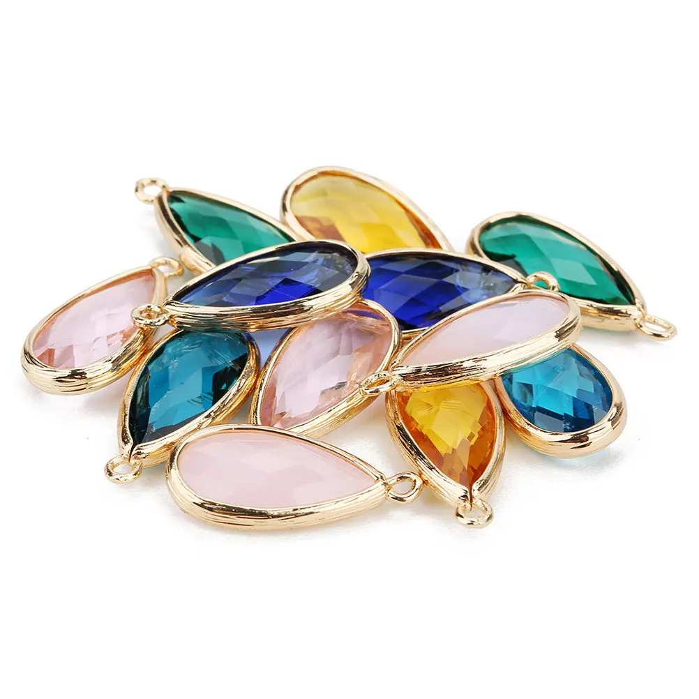 

5 pcs Water Drop Glass Diamond Beads Charms Jewelry Accessories For Necklace Bracelet Keychain Decor Gem Blue Glass Diy Drop