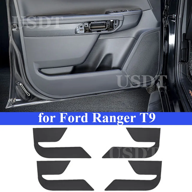 

4PCS For Ford Ranger T9 2023 2024 Leather Carbon Fiber Sticker Door Anti Kick Cover Protection Mat Glove Box Stickers