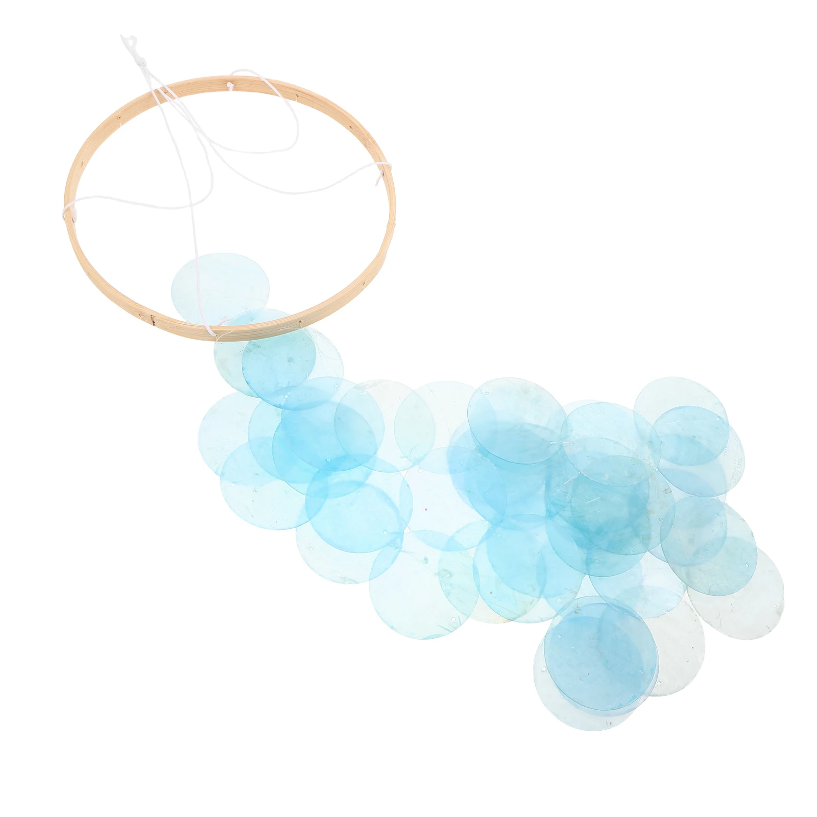 

Seashell Wind Chimes Handcrafted Spiral Shape Sky-Blue Coastal Style Decor Garden Patio Windchime Outdoor Hanging