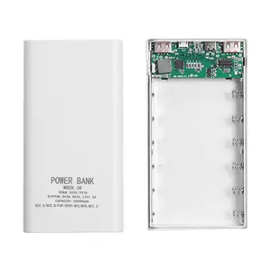 Bilashmart 18650 Battery Power Bank Box 5V 2.1A LCD Display 20000MAh Power Board 6X18650 Battery DIY Powerbank Case(White)
