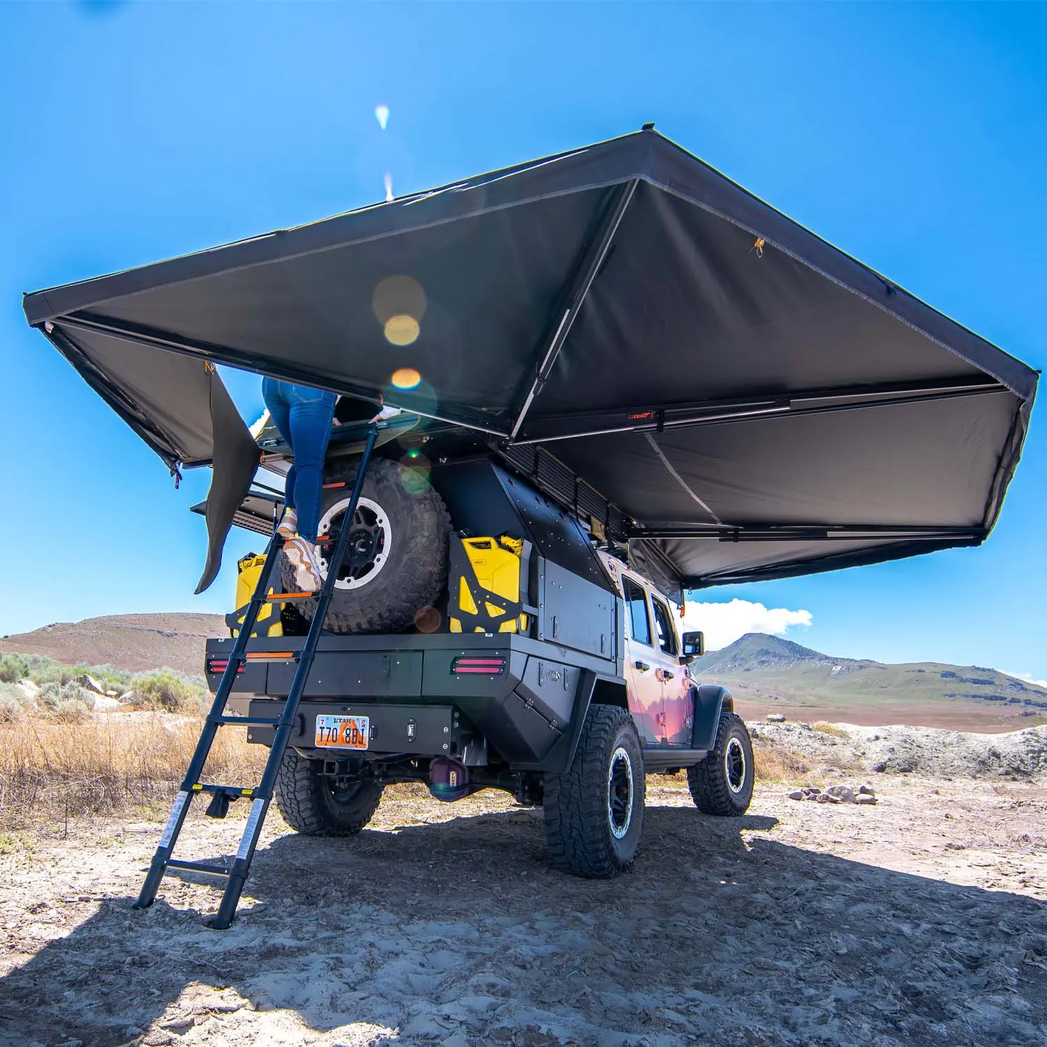 

Canvas 270 Plus Version With LED Lights Rainproof Standings D Shape Hole Car Side Free Standing Awning