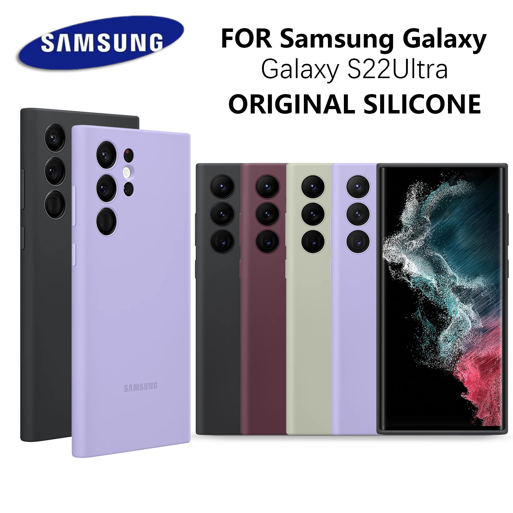 Original für Samsung Galaxy Offizielle Silikonhülle für S22 Ultra S22Ultra Schutzhülle Weiche, stoßfeste Vollabdeckung