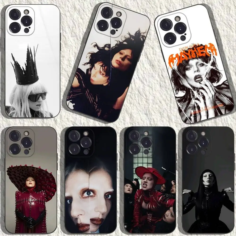 

L-LADY GAGA MAYHEM Phone Case For iPhone 16,15,14,13,12,11 Plus,Pro Max,XS,X,XR,SE,Mini,8,7,Soft Silicone Black Cover