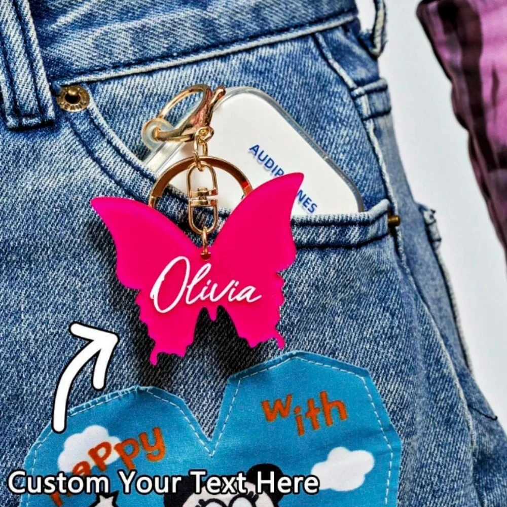 Pink Acrylic Custom Name Letters Keychain