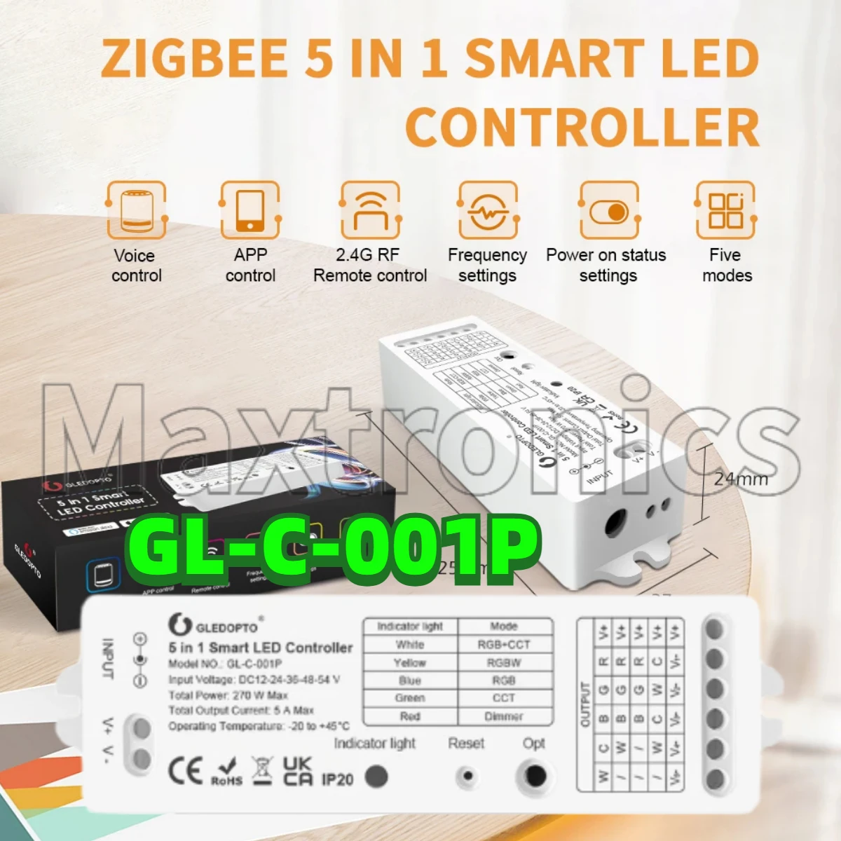

GL-C-001P Smart Zigbee PRO 5 в 1, светодиодный контроллер RGBCCT/RGBW/WWCW/диммер для ТВ-фона, кухни, гостиной, светодиодная лента